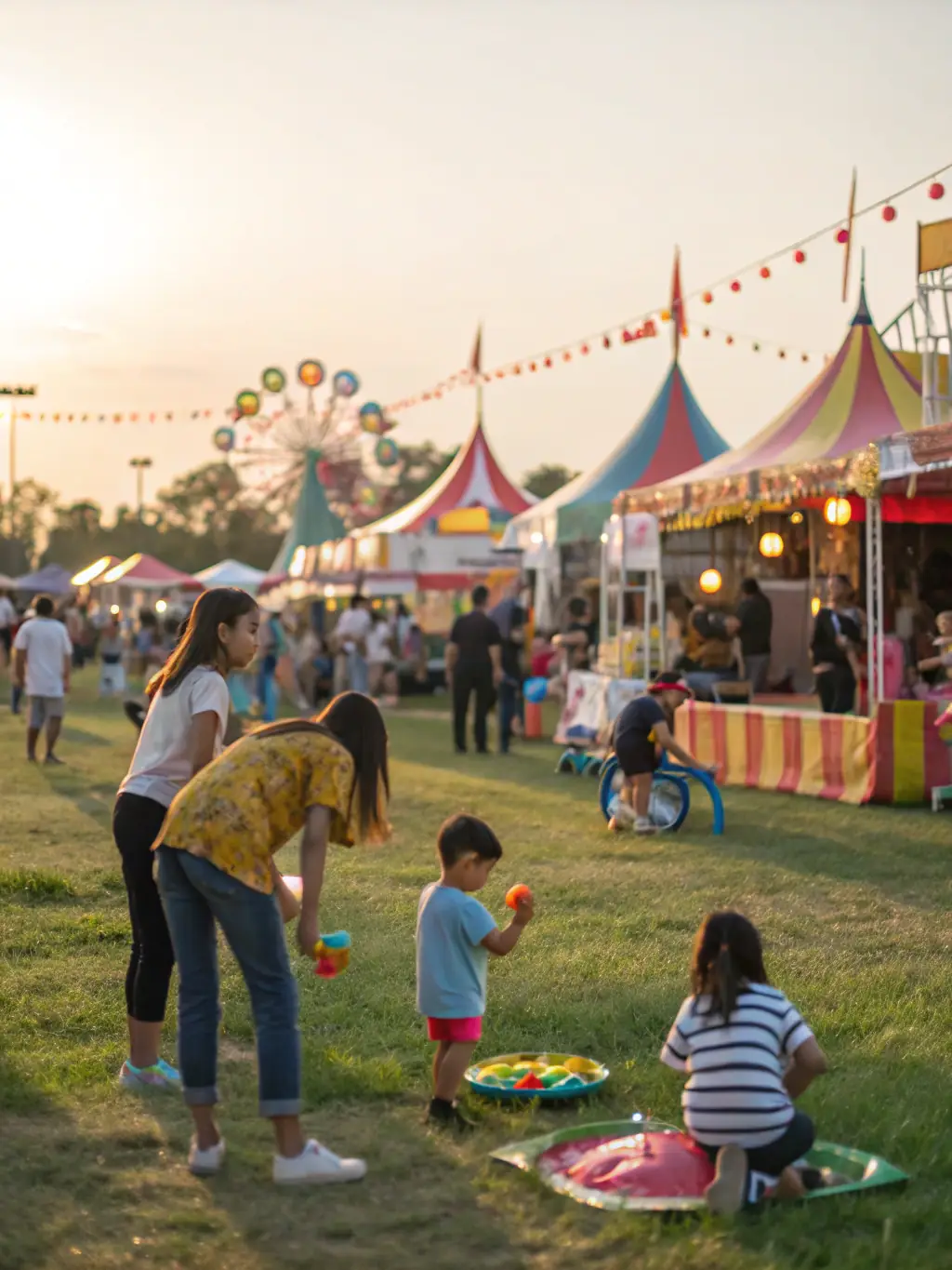 A photograph capturing a lively summer festival in Lusigny-sur-Barse, featuring residents and tourists enjoying local music, food stalls, and craft displays, showcasing the vibrant community spirit.