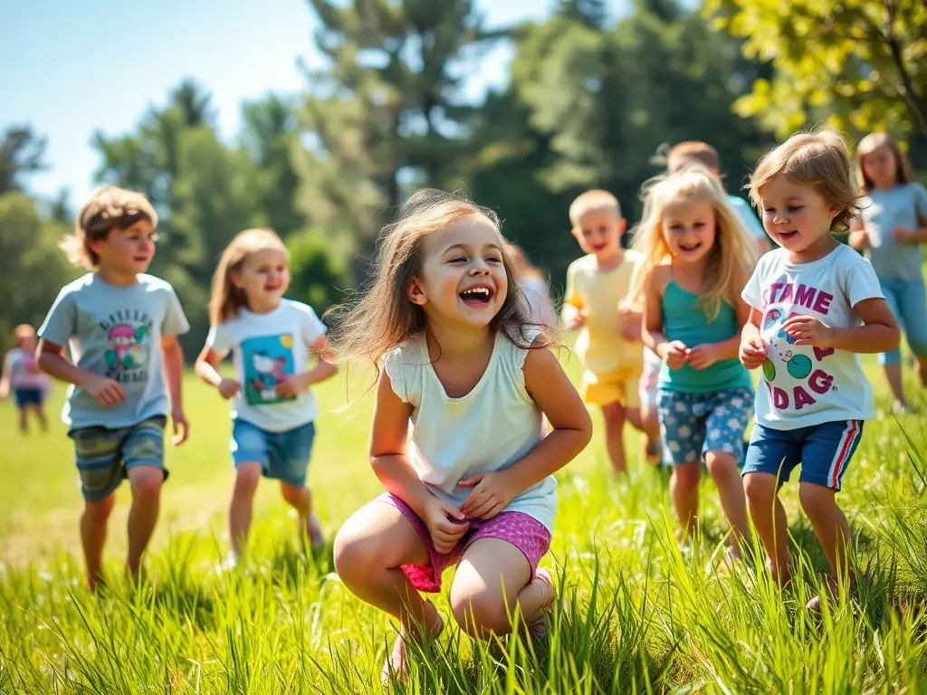 A photo of children participating in a summer camp activity organized by AALL ASSOCIATION ANIMATIONS LOISIRS LUSIGNY.